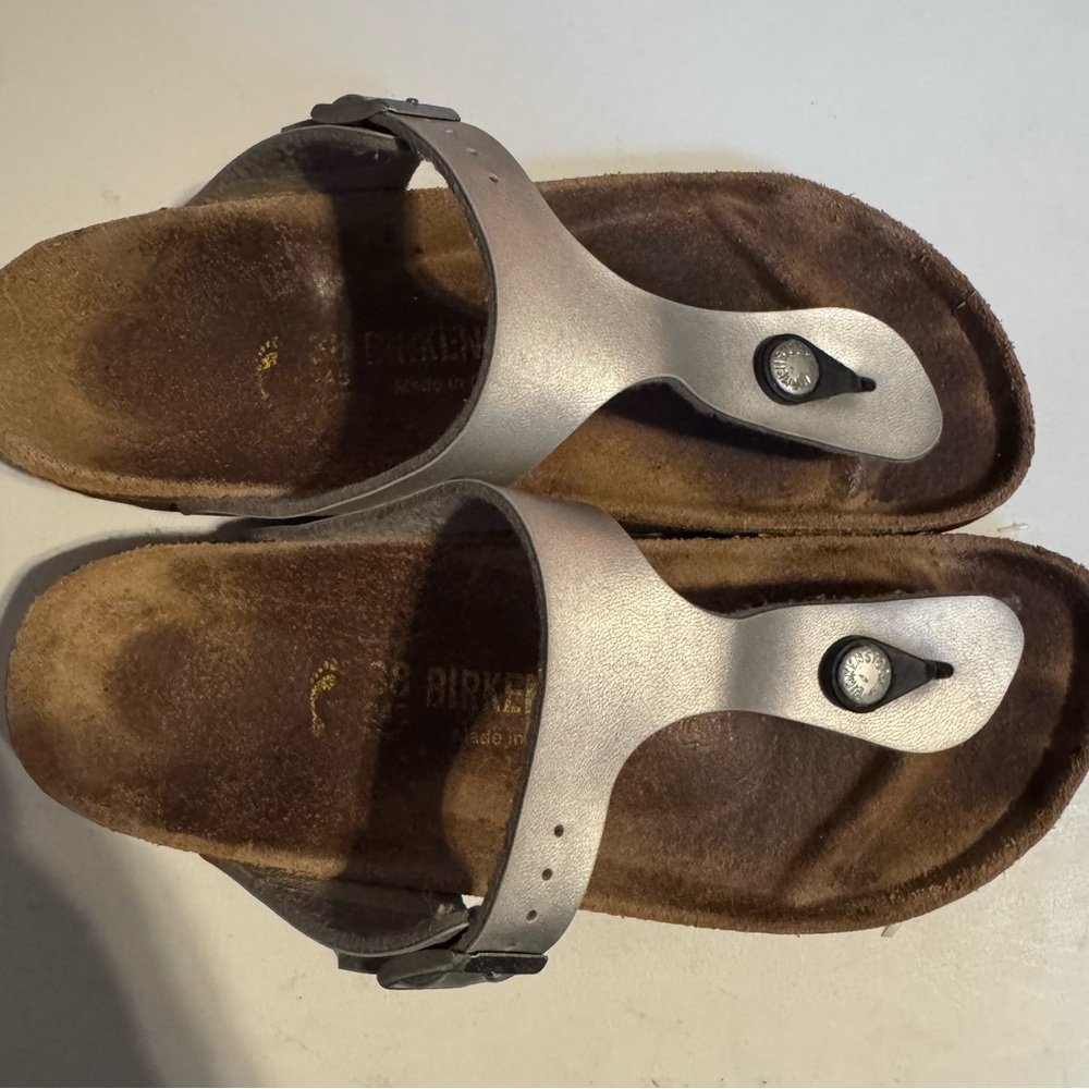 Birkenstock Metallic Silver Gizeh Thong Sandals